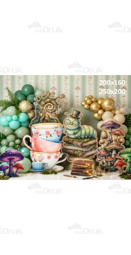 Tło fotograficzne „Magiczna herbaciarnia w lesie – bajkowa aranżacja fantasy” | UB_796